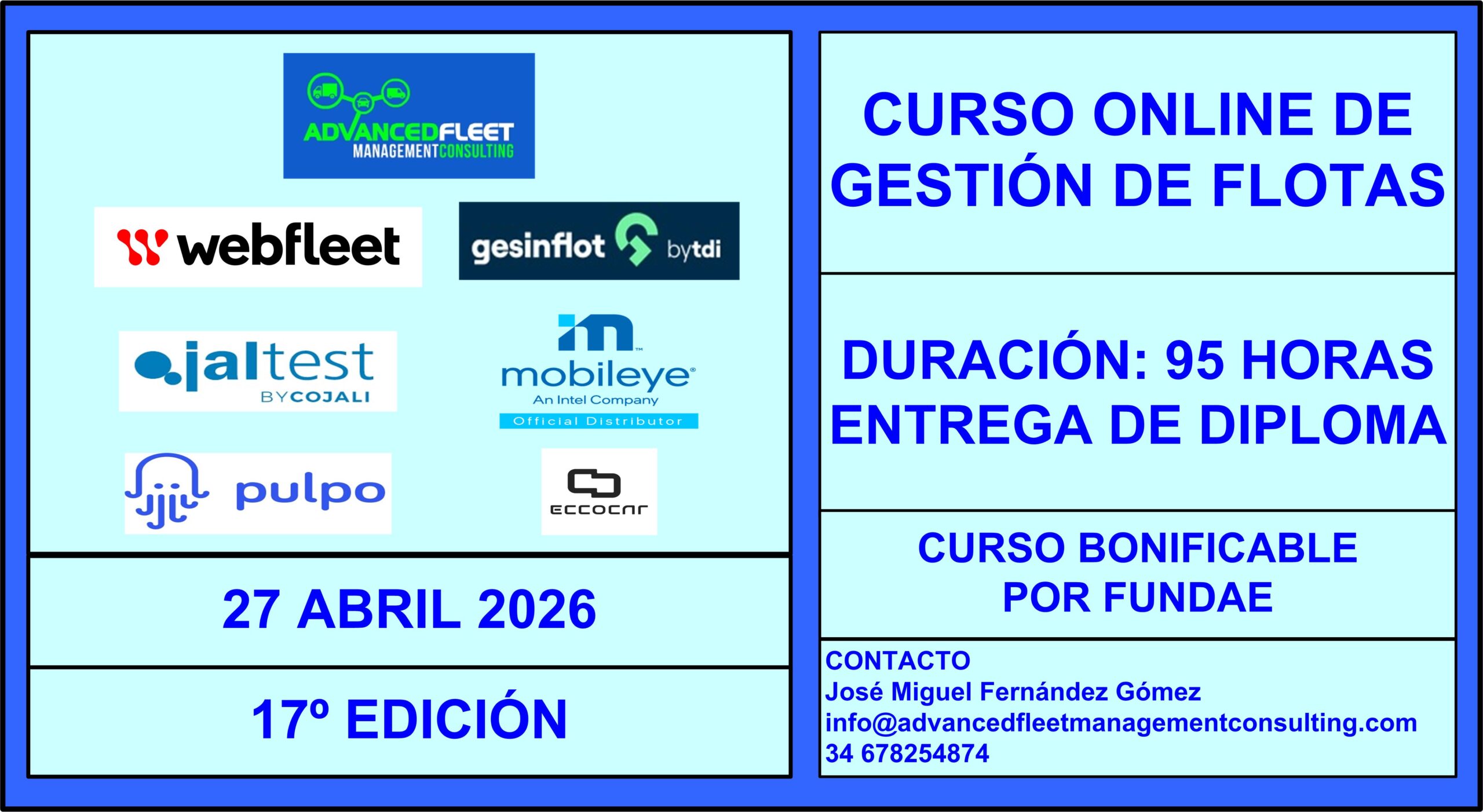 Curso online para la Gestión de flotas de vehículos-27 de Abril 2026.