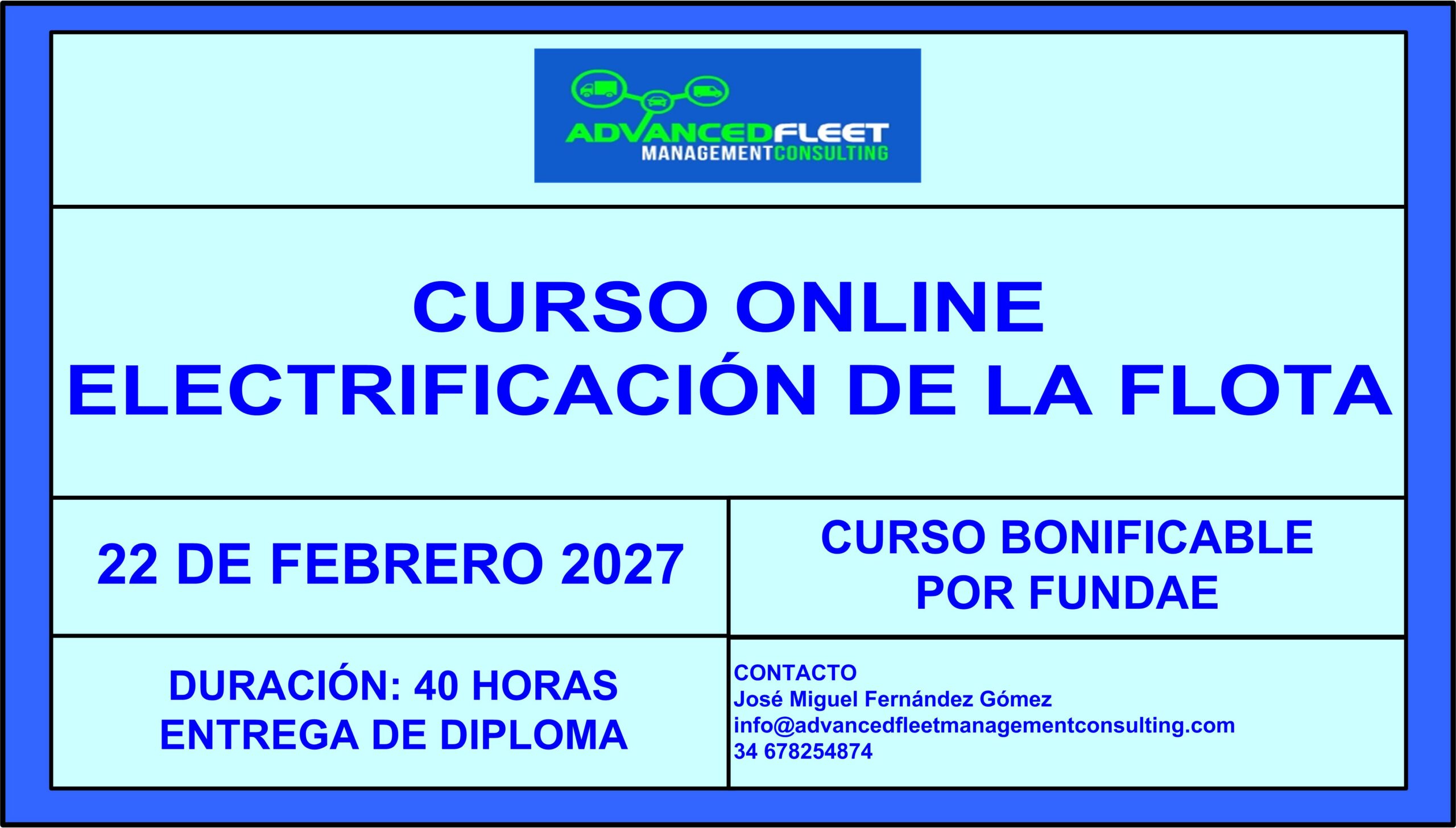 8º Curso online de Electrificación de la flota. 22 de Febrero 2027.