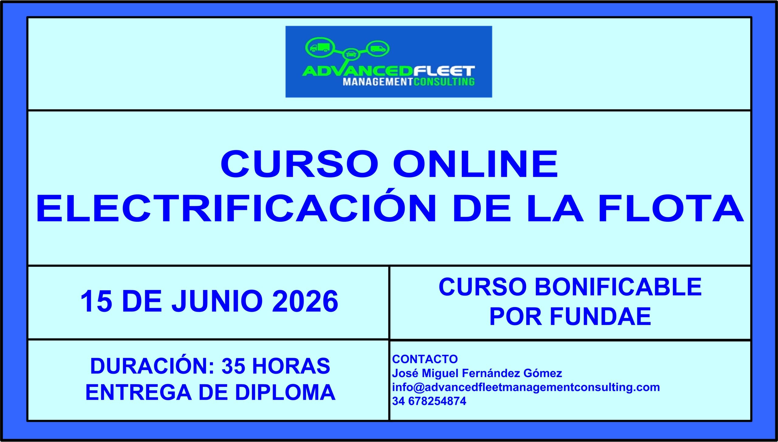 7º Curso online de Electrificación de la flota. 15 de Junio 2026.