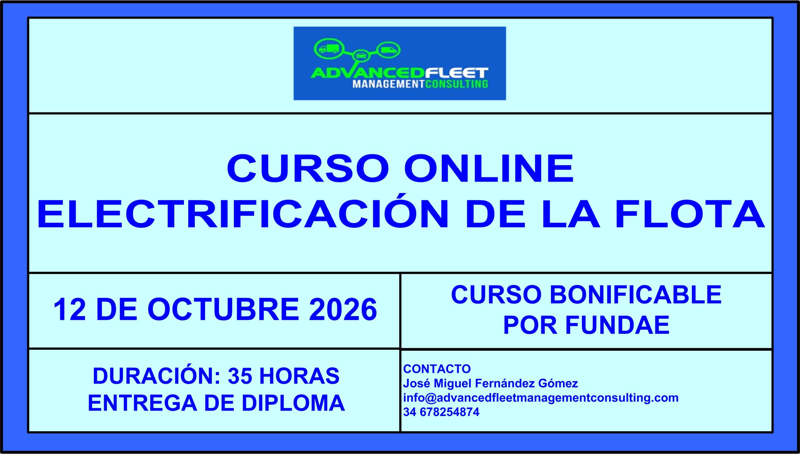 8º Curso online de Electrificación de la flota. 12 de Octubre 2026.