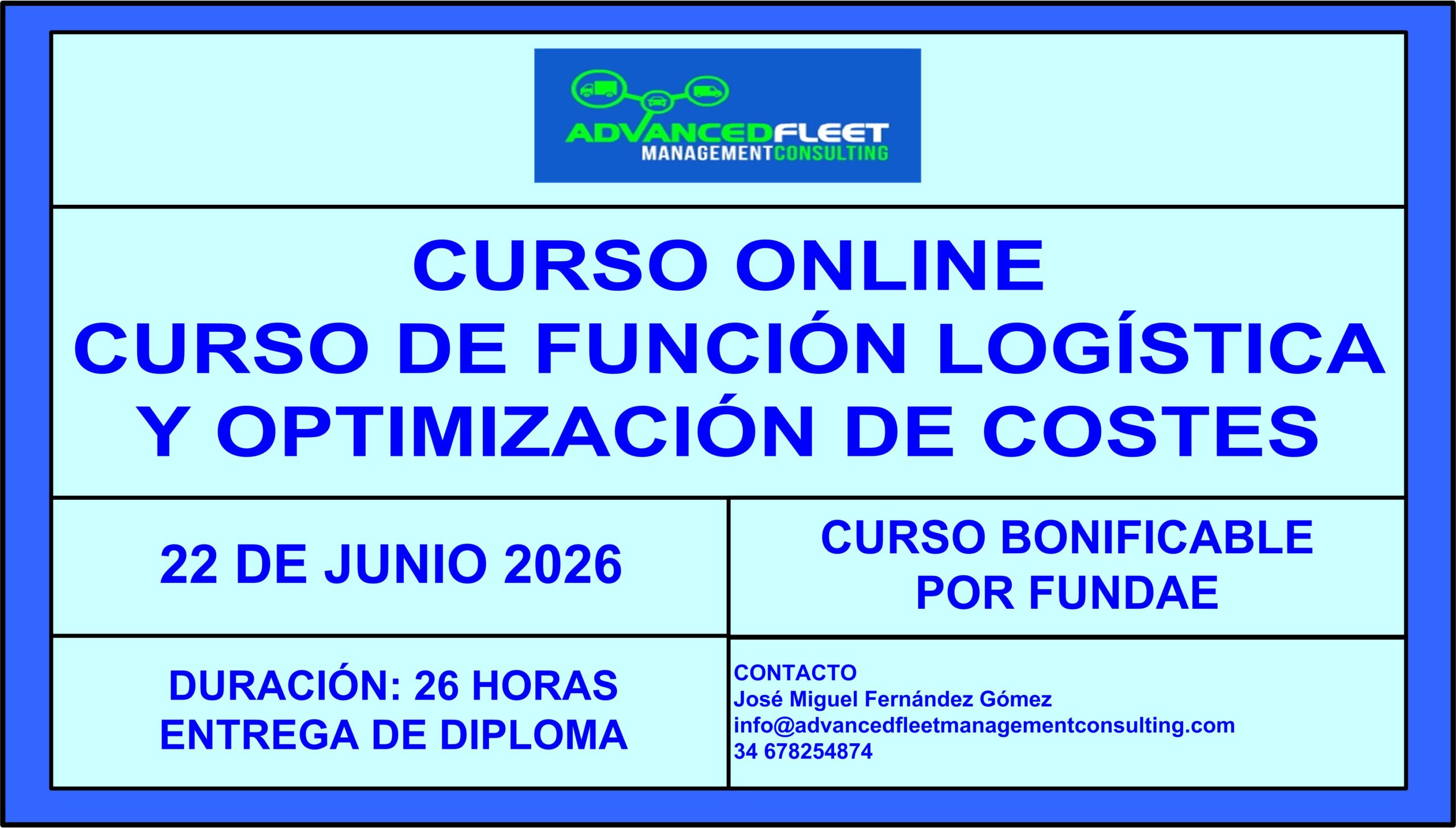 9º Curso online de Función logística y optimización de costes. 22 de Junio 2026.