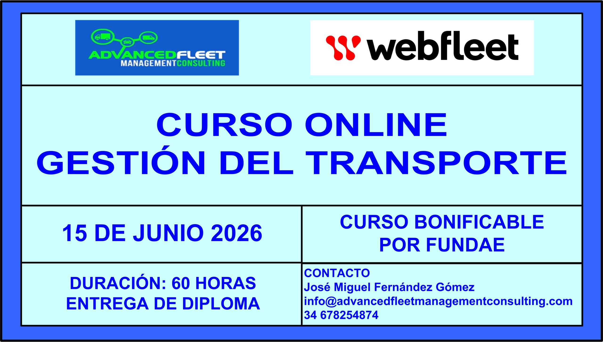 9º Curso online de Gestión del Transporte. 15 de Junio 2026.