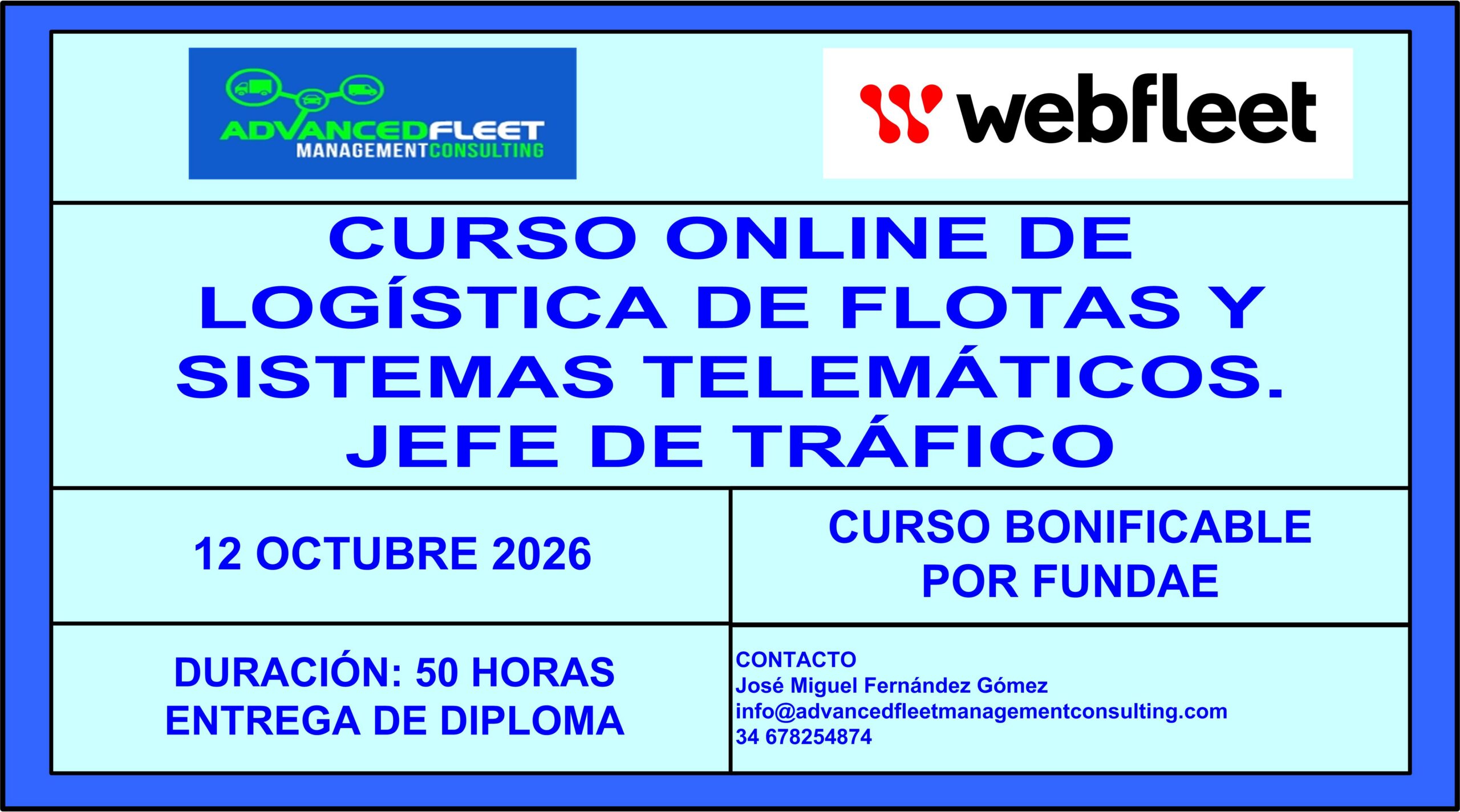 12º Curso online de Jefe de Tráfico. 12 de Octubre 2026.