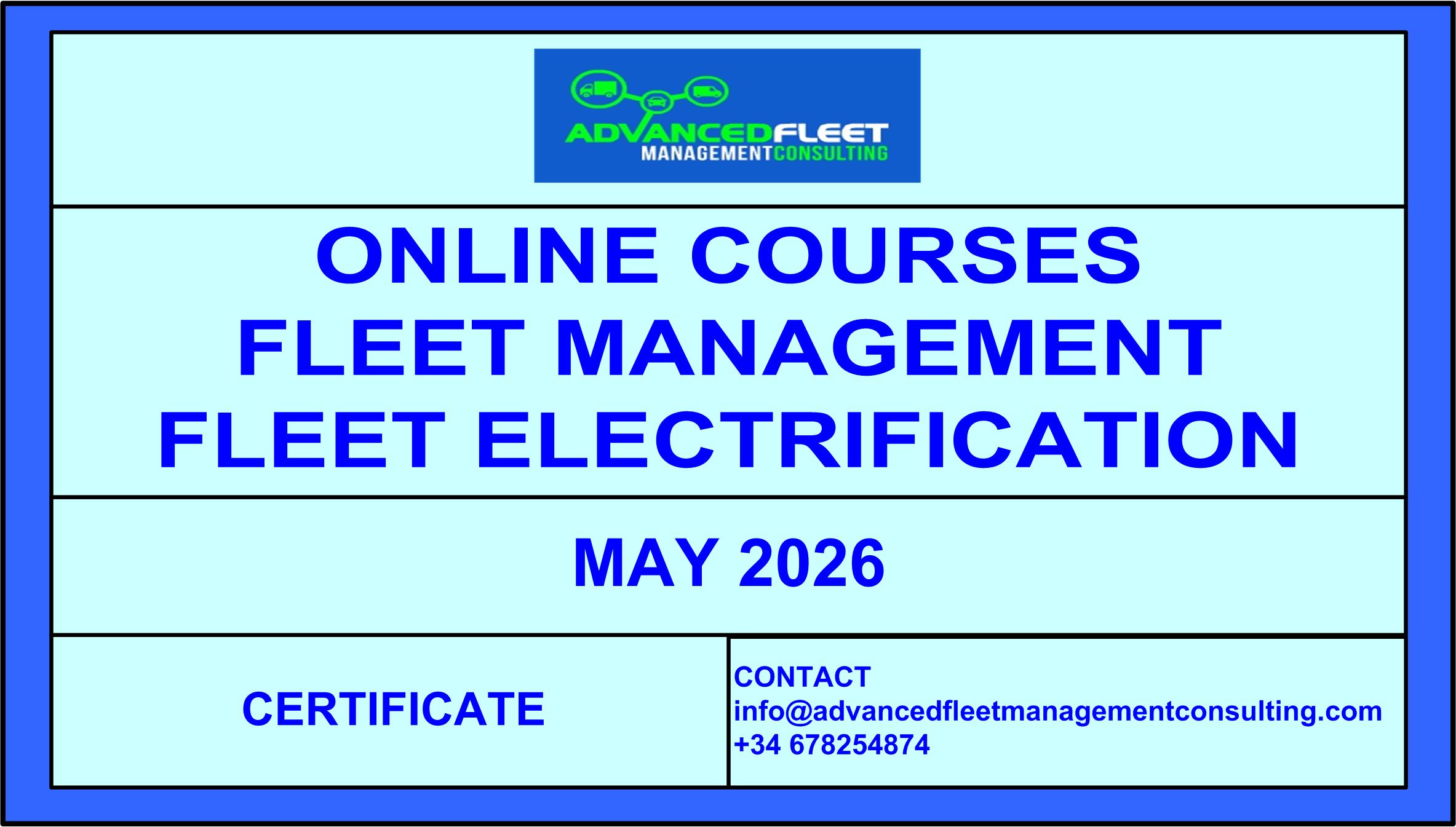 Upcoming online courses May 2026: Fleet management; Fleet electrification.